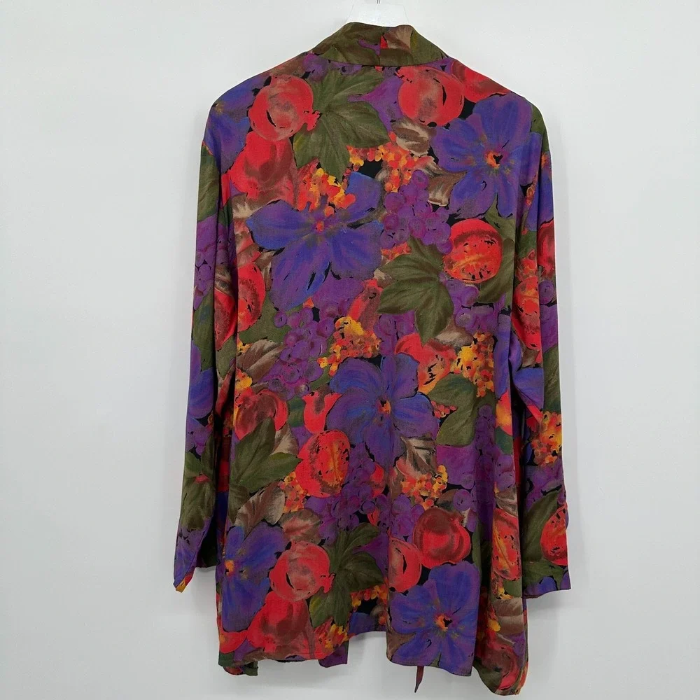 Vintage Jacket Kimono Top Size 16 Pockets‎ Long Sleeve XL 1X Garden Party USA